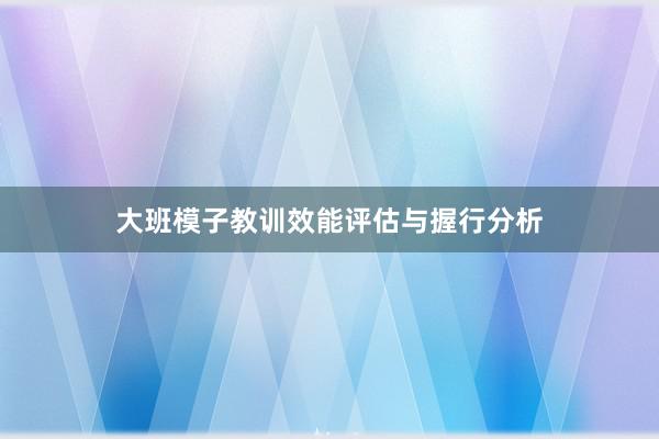 大班模子教训效能评估与握行分析